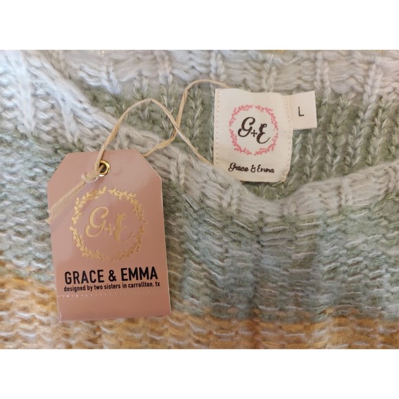 New Grace & Emma Stripped pastel colors knit sweater sz S NWT - Picture 7 of 10